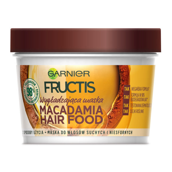 Garnier Fructis Macadamia Hair Food wygładzająca maska do włosów suchych i niesfornych 390ml