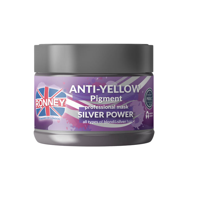 Ronney Anti-Yellow Silver Power Professional Mask srebrna maska do włosów blond rozjaśnianych i siwych 300ml