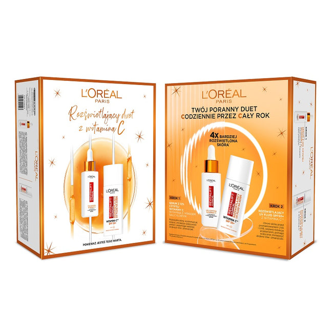 L'Oreal Paris Revitalift Clinical zestaw rozświetlające serum do twarzy 30ml + rozświetlający krem na dzień SPF50+ 50ml