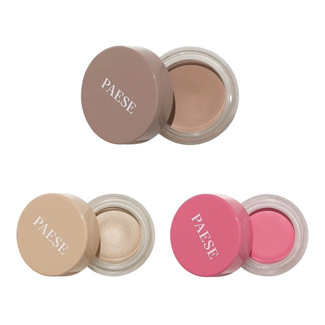 Paese Kiss My Cheeks 01 zestaw kremowy bronzer 12g + kremowy róż 4g + kremowy rozświetlacz 4g