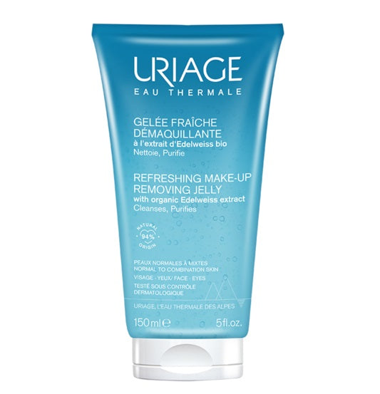 URIAGE Refreshing Make-Up Removing Jelly odświeżający żel do demakijażu z ekstraktem z organicznej szarotki alpejskiej 150ml