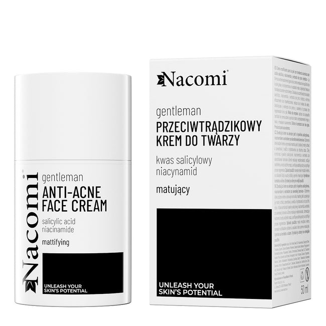 Nacomi Gentleman matujący krem do skóry trądzikowej z kwasem salicylowym niacynamidem i ekstraktem z sosny nordyckiej 50ml