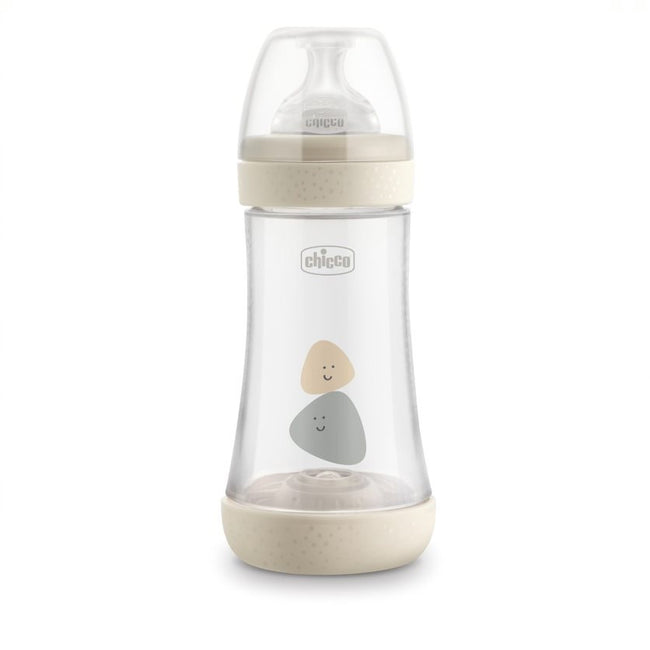 Chicco Perfect5 butelka antykolkowa ze smoczkiem silikonowym przepływ średni 2m+ Neutral 240ml