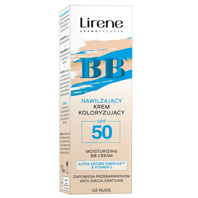 Lirene BB nawilżający krem koloryzujący SPF50 02 Nude 30ml