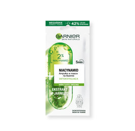 Garnier Niacinamide Ampoule Sheet Mask ampułka detoksykująca w masce na tkaninie z witaminą B3 i ekstraktem z jarmużu 15g