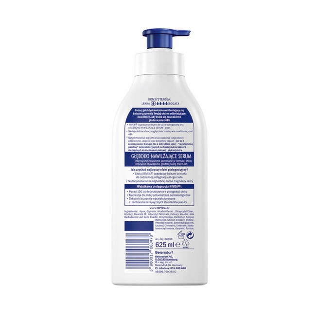 Nivea Nawilżająca Moc Serum łagodzący balsam do ciała z pompką 625ml