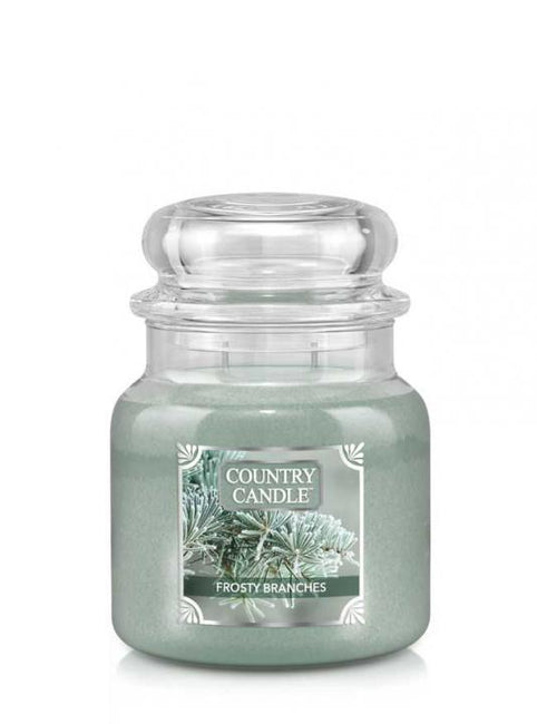 Country Candle Średnia świeca zapachowa z dwoma knotami Frosty Branches 453g