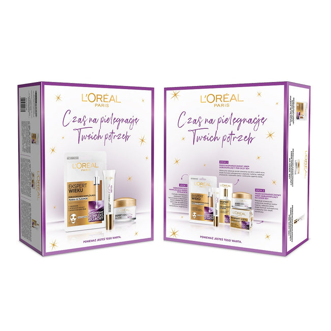 L'Oreal Paris Ekspert Wieku 60+ zestaw odbudowujący krem na dzień 50ml + odbudowująco-nawilżająca maska w płachcie 30g + odbudowujący krem pod oczy 15ml