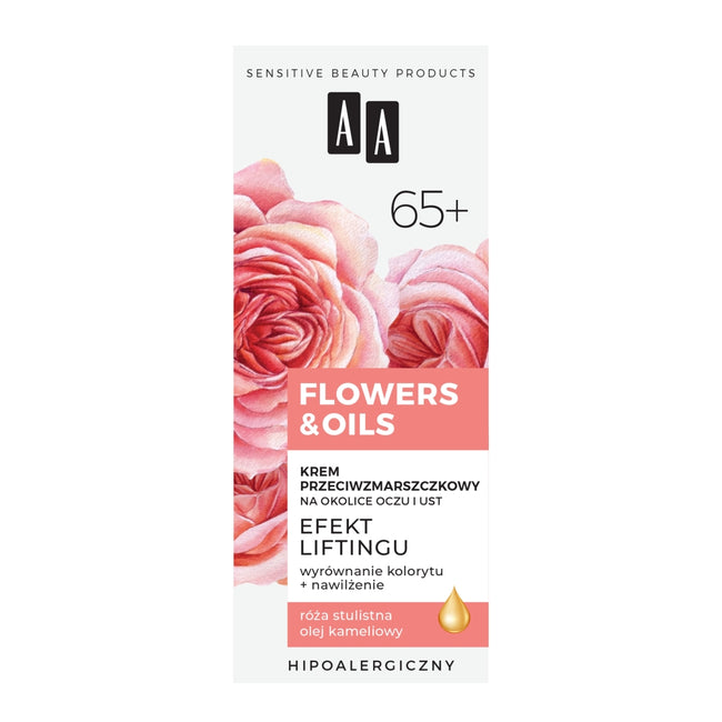 AA Flowers&Oils 65+ Efekt Liftingu krem przeciwzmarszczkowy na okolice oczu i ust 15ml