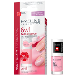 Eveline Cosmetics 6w1 Care&Colour odżywka do paznokci nadająca kolor Rose 5ml