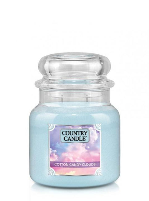 Country Candle Średnia świeca zapachowa z dwoma knotami Cotton Candy Clouds 453g