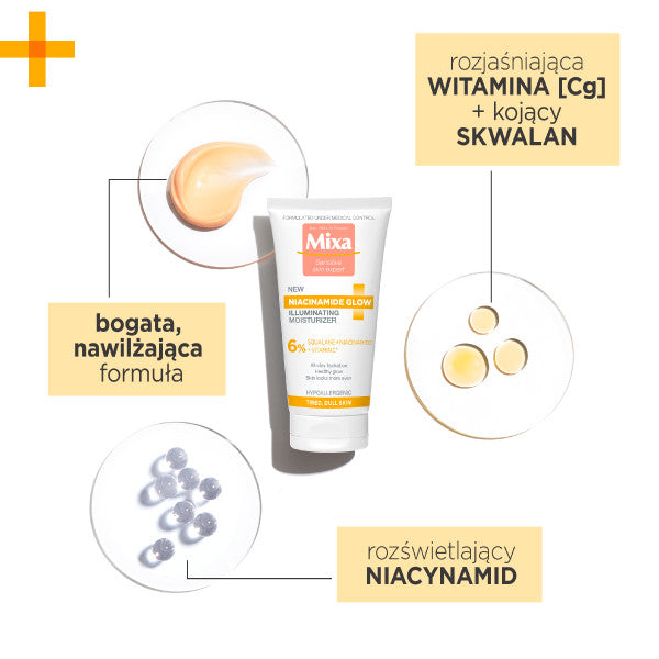 MIXA Niacinamide Glow rozświetlający krem nawilżający z niacynamidem i witaminą C 50ml