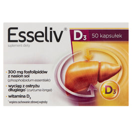 Esseliv D3 suplement diety wspomagający wątrobę oraz procesy trawienne 50 kapsułek