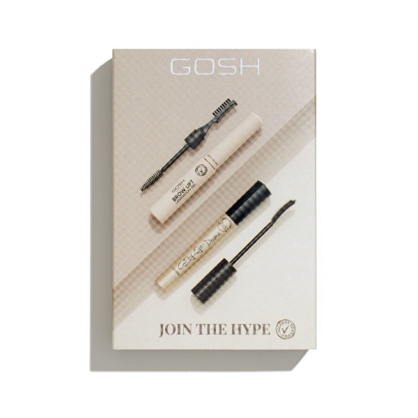 Gosh Join The Hype! zestaw Catchy Eyes Drama Mascara tusz do rzęs 10ml + Brow Lift Laminating Gel żel do laminacji brwi 6ml