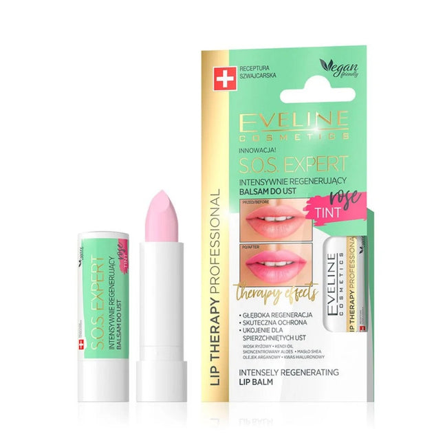 Eveline Cosmetics S.O.S. Expert intensywnie regenerujący balsam do ust Rose Tint
