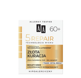 AA Technologia Wieku 5Repair 60+ Złota Kuracja bogaty krem ujędrniająco-wzmacniający twarz szyja dekolt 50ml