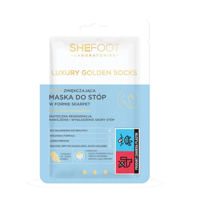 SHEFOOT Luxury Golden Socks złota zmiękczająca maska do stóp w formie skarpet 1 para