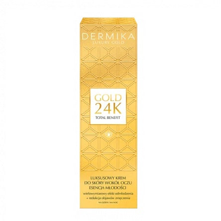 Dermika Luxury Gold 24K Total Benefit luksusowy krem do skóry wokół oczu Esencja młodości 15ml
