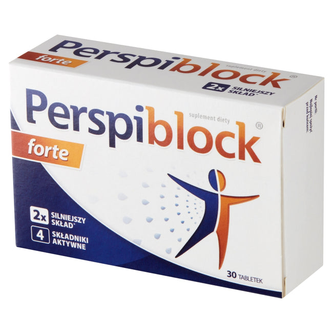 Perspiblock Forte suplement diety hamujący nadmierne pocenie silniejszy skład 30 tabletek