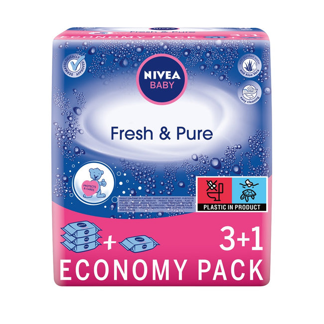Nivea Baby Fresh & Pure chusteczki nawilżane dla dzieci i niemowląt 4x63szt.