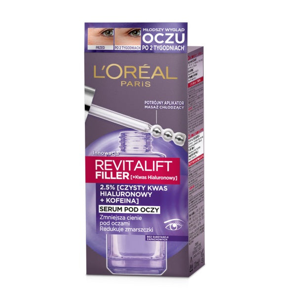 L'Oreal Paris Revitalift Filler [+Kwas Hialuronowy] serum pod oczy redukujące zmarszczki 20ml