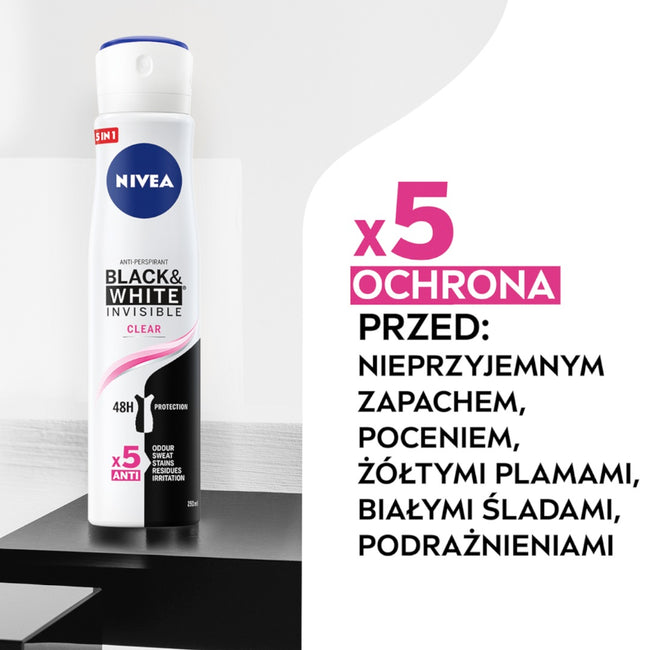 Nivea Black&White Invisible Clear antyperspirant spray 250ml