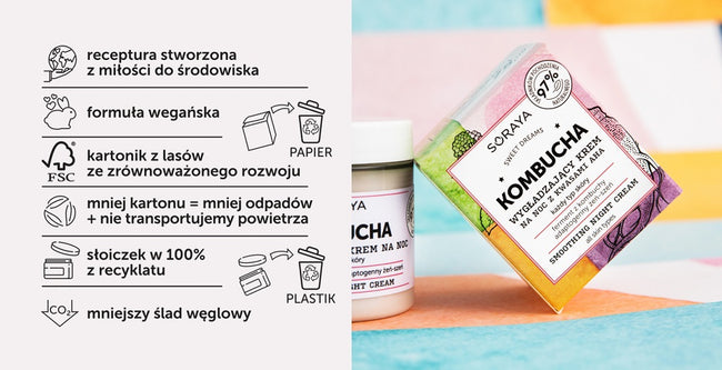 Soraya Kombucha wygładzający krem na noc z kwasami AHA 75ml