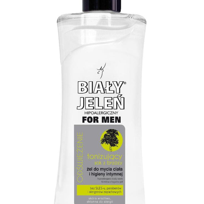 Biały Jeleń For Men hipoalergiczny żel do mycia ciała i higieny intymnej tonizujący z sokiem z brzozy 265ml