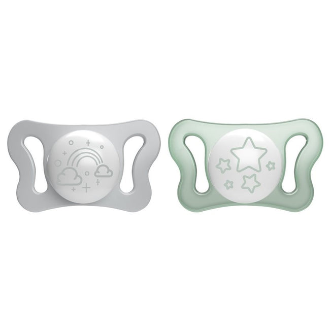 Chicco PhysioForma silikonowy smoczek do uspokajania Micro 0-2m+ Świecący 2szt.