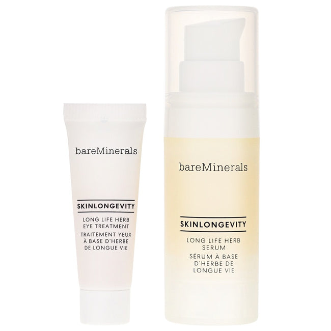 bareMinerals Strengthen Your Skin Mini Skinlongevity Serum & Eye Treatment Duo zestaw ziołowy krem pod oczy 5g + ziołowe serum do twarzy 15ml