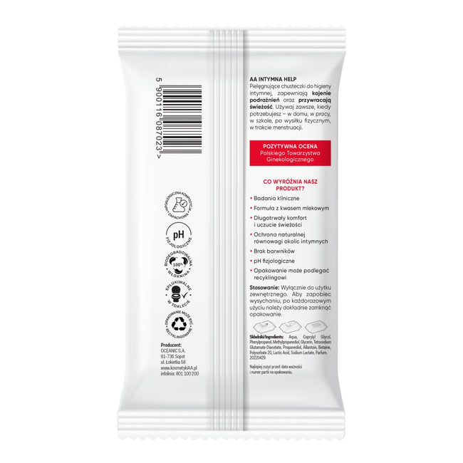AA Help pielęgnujące chusteczki do higieny intymnej kojenie i ochrona 15szt
