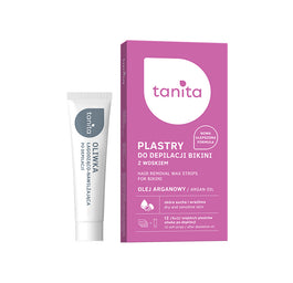 Tanita Hair Removal Wax Strips For Bikini plastry do depilacji bikini Olej Arganowy 12szt + oliwka po depilacji 10ml
