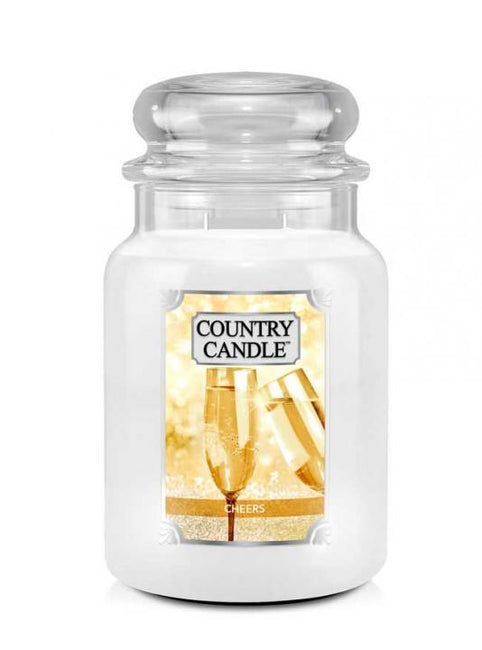 Country Candle Duża świeca zapachowa z dwoma knotami Cheers 652g