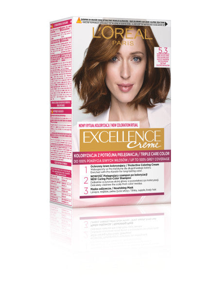 L'Oreal Paris Excellence Creme farba do włosów 5.3 Jasny Złocisty Brąz