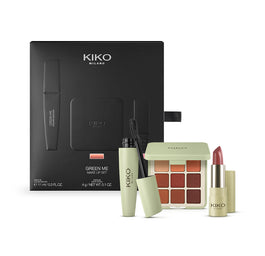 KIKO Milano Green Me Make Up Set zestaw paleta 9 cieni do powiek 102 9g + tusz zapewniający ekstremalny efekt objętości 11ml + matowa pomadka do ust 102 4g