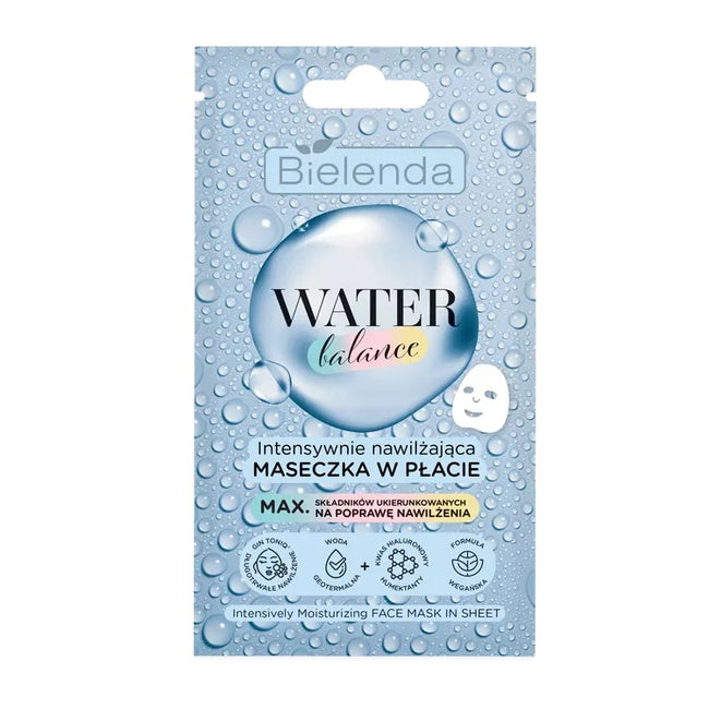 Bielenda Water Balance intensywnie nawilżająca maseczka do twarzy w płacie 1szt.
