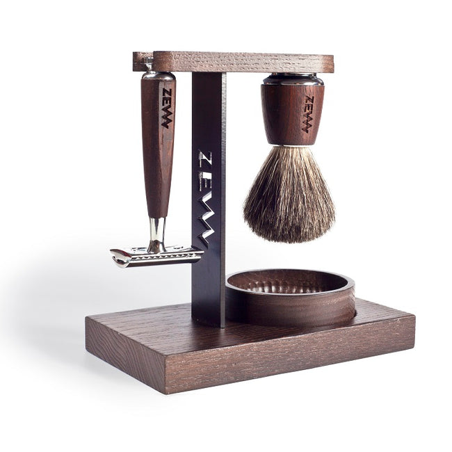Zew For Men Wet Shaving zestaw maszynka do golenia + pędzel do golenia + miseczka + stojak na pędzel i maszynkę + mydło do golenia 85ml