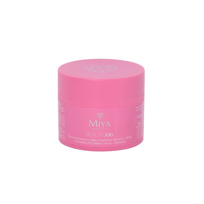 Miya Cosmetics BEAUTY Lab skoncentrowana maska z kwasami 3% [AHA + BHA] + kompleks 6% [olejek canola + betaina] 50g