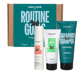 MenRock Routine Goals zestaw sorbet po goleniu 100ml + wielozadaniowy krem do twarzy 50ml + szampon i płyn do mycia ciała 200ml