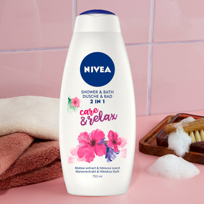 Nivea Shower & Bath płyn do kąpieli i żel pod prysznic 2w1 Care&Relax 750ml