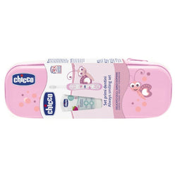 Chicco Always Smiling Set zestaw pasta z fluorem + szczoteczka do zębów + etui 1-5l Różowy
