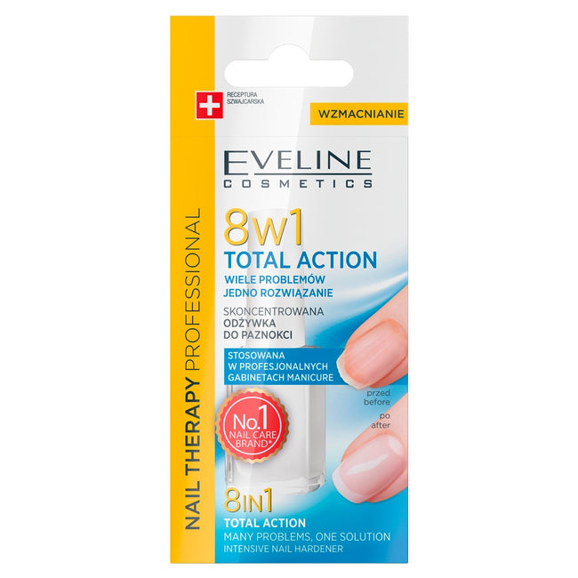 Eveline Cosmetics Nail Therapy Professional 8w1 Total Action skoncentrowana odżywka do paznokci 12ml