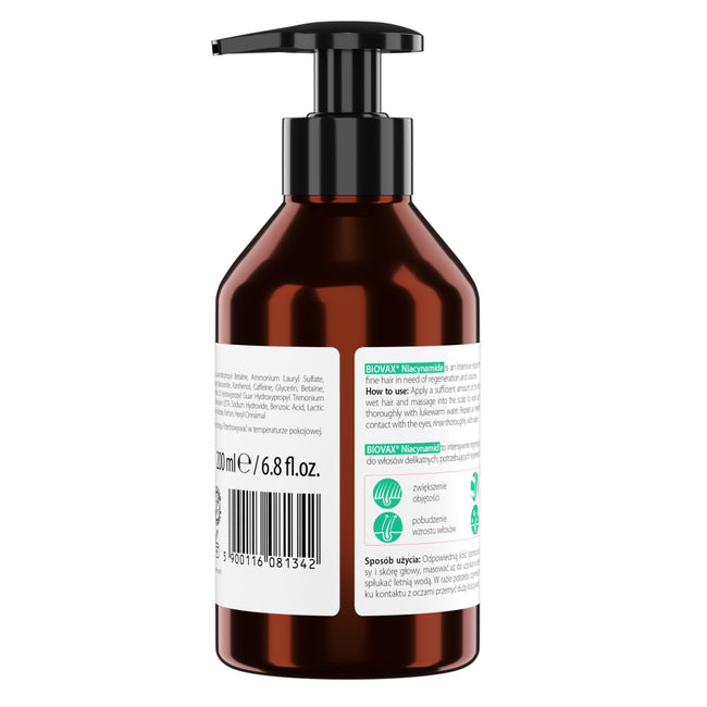 BIOVAX Niacynamid wzmacniający szampon stymulujący 200ml