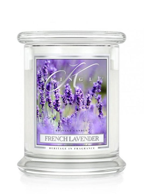 Kringle Candle Średnia świeca zapachowa z dwoma knotami French Lavender 411g