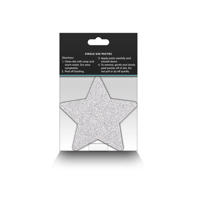 NS Novelties Pretty Pasties nakładki na biust Glitter Stars Red/Silver 2 pary