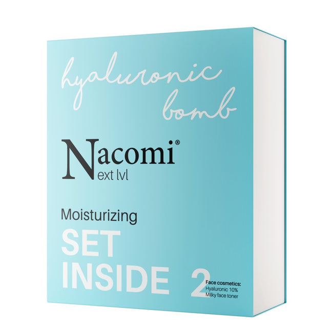 Nacomi Next Level Moisturizing zestaw mleczny tonik do twarzy 100ml + kwas hialuronowy 10% 30ml