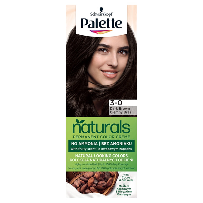 Palette Permanent Naturals Color Creme farba do włosów trwale koloryzująca 800/ 3-0 Ciemny Brąz