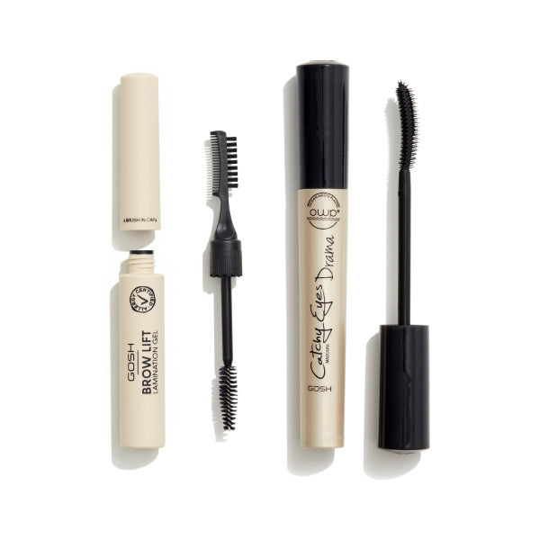 Gosh Join The Hype! zestaw Catchy Eyes Drama Mascara tusz do rzęs 10ml + Brow Lift Laminating Gel żel do laminacji brwi 6ml