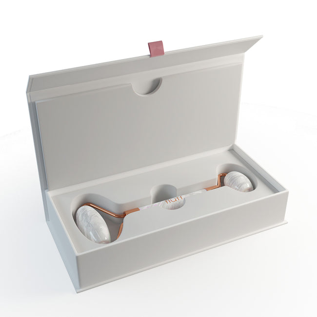 Fluff Roller do masażu twarzy Biały Jadeit