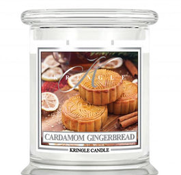 Kringle Candle Średnia świeca zapachowa z dwoma knotami Cardamon Gingerbread 411g